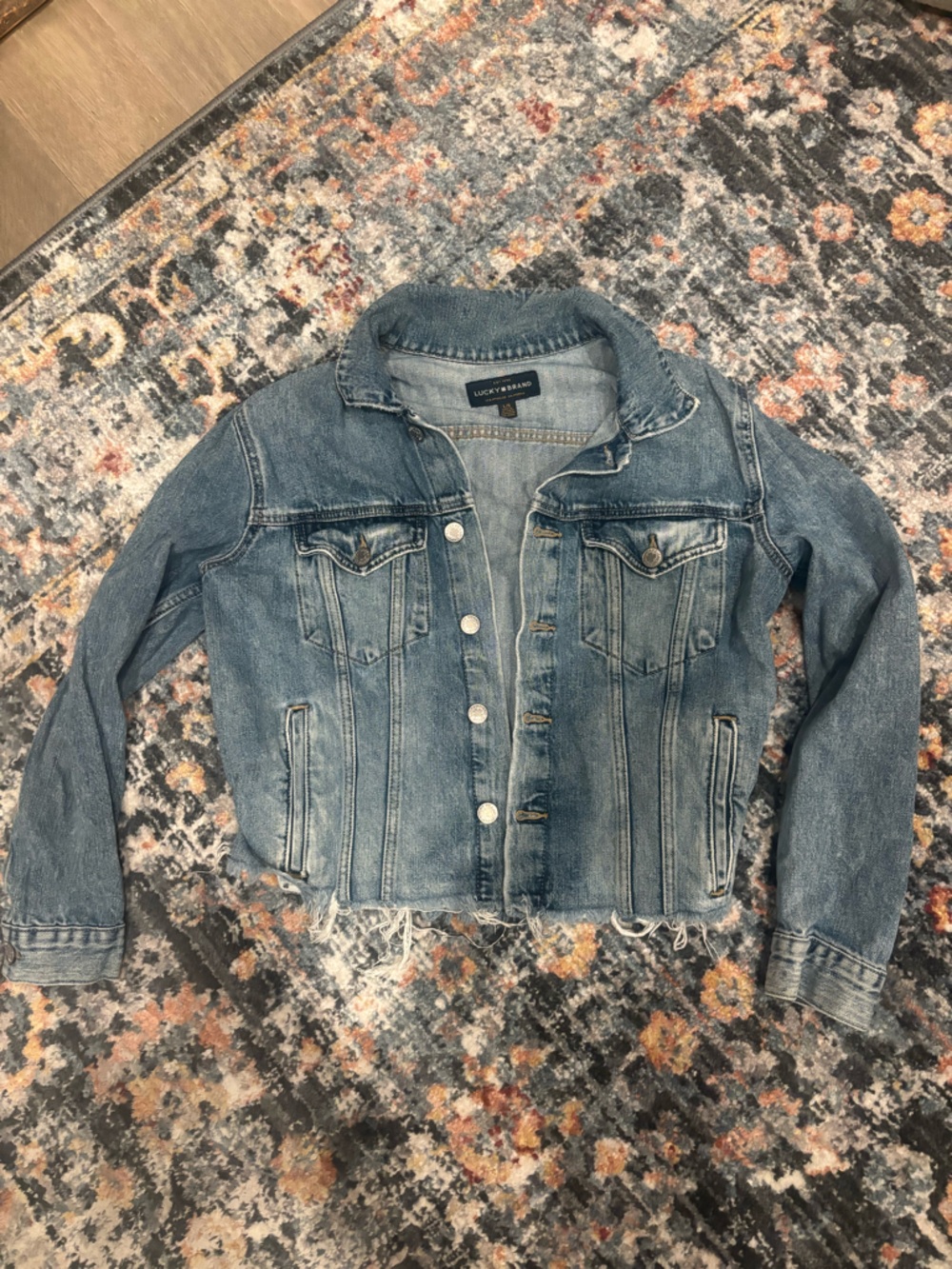 Lucky Brand Frayed Hem Denim Jacket